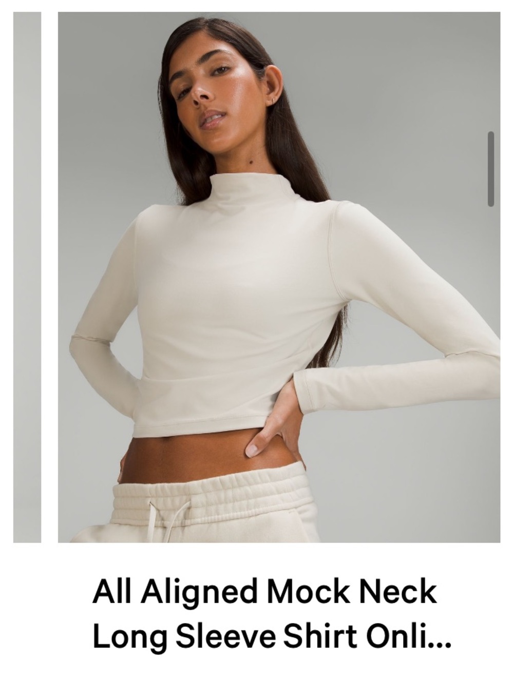 Lululemon All Aligned Mock-Neck Long-Sleeve Shirt Bone Size 14